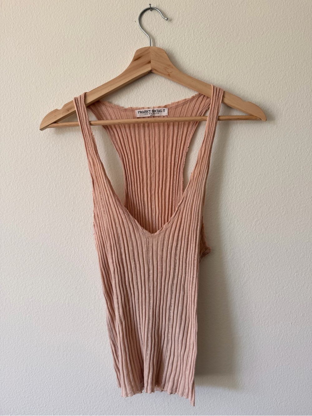 Project social T ribbed peach knit tank